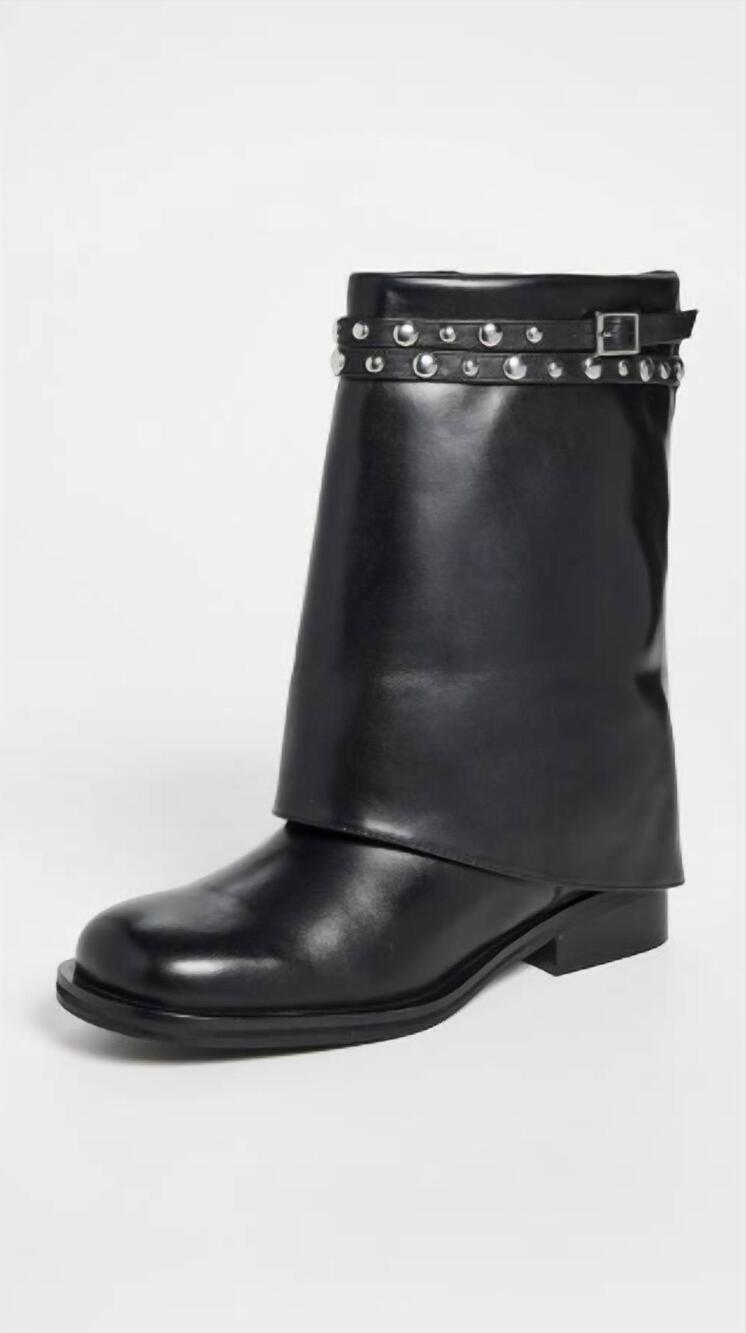 NEW FREE PEOPLE women's scorpio studded foldover boot in black